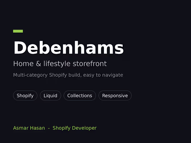 Cover image for Debenhams - Home & Lifestyle Shopify Storefront