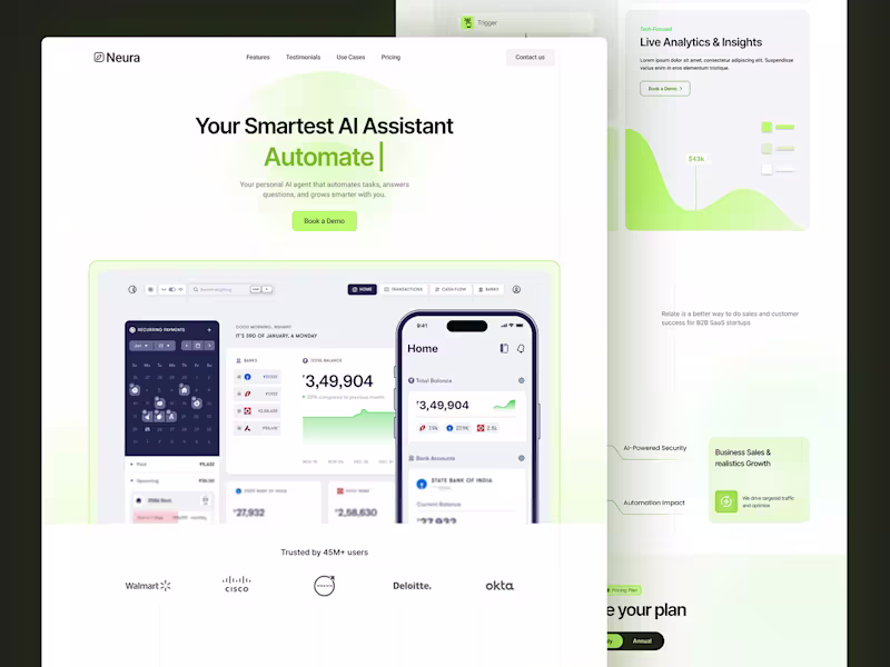 Cover image for Neura – AI Agent Landing Page Design | SaaS UI/UX