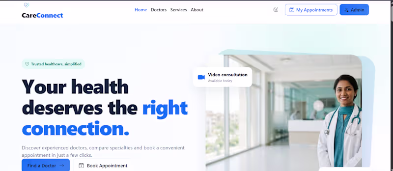 Cover image for CareConnect - Hospital Management & Booking Platform