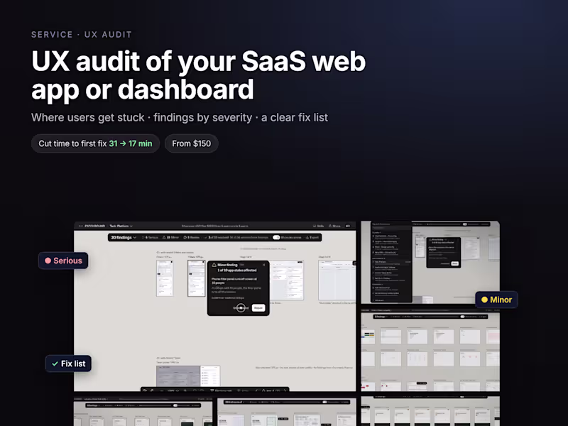 Cover image for UX audit of your SaaS web app or dashboard