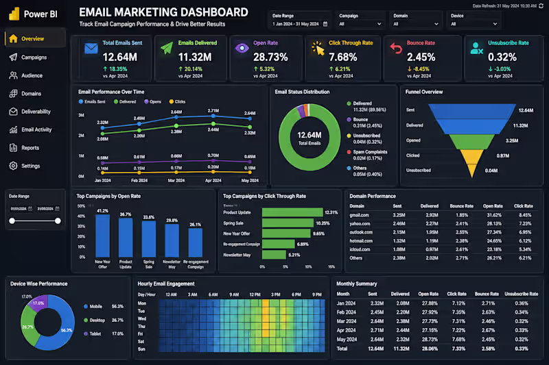 Cover image for Power BI Email Marketing Dashboard
