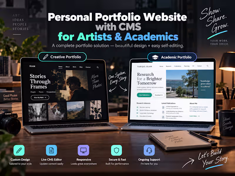 Cover image for Personal Portfolio Website with CMS (Artists & Academics)