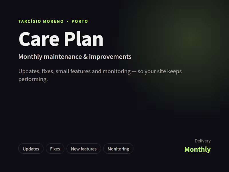 Cover image for Website & App Care Plan: Monthly Maintenance