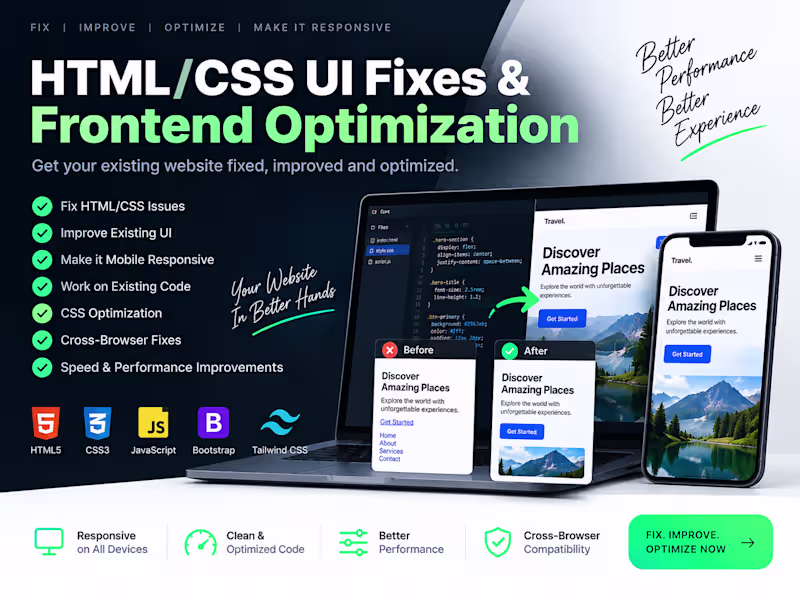 Cover image for HTML/CSS UI Fixes & Frontend Optimization