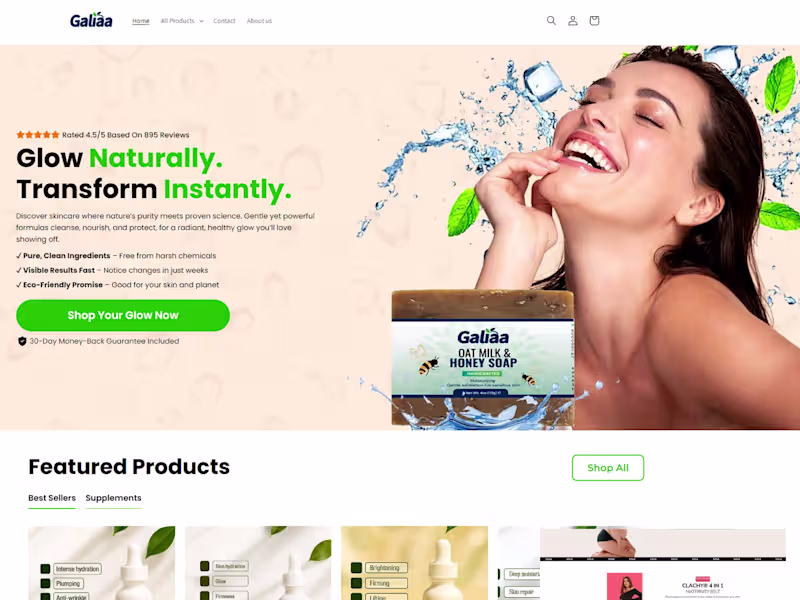 Cover image for Shopify Store Design for Galiaa (Theme + Custom Sections)