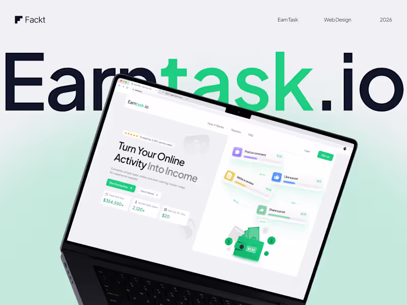 Cover image for EarnTask Landing Page & Web Design
