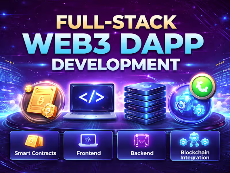 Cover image for custom DApp development with smart contract and frontend