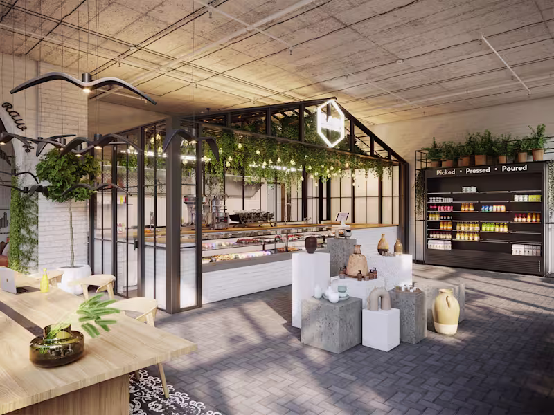 Cover image for RAW Juice Bar Interior 3D Visualization