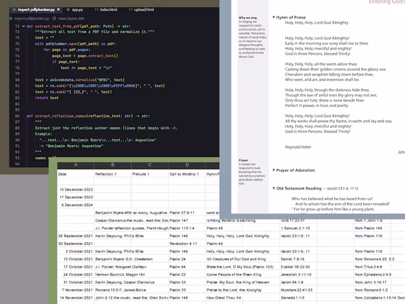 Cover image for Automated Worship Schedule PDF Scraper to CSV Converter