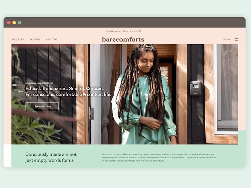 Cover image for BareComforts E-Commerce (Branding, UI/UX, Implementation, Photog