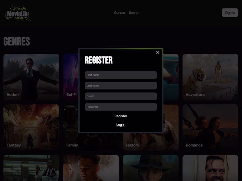 Cover image for MovieLib — Authentication UI & Registration Flow