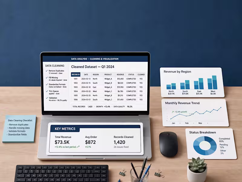 Cover image for Data Analysis, Visualization, Excel Cleaning And Formatting