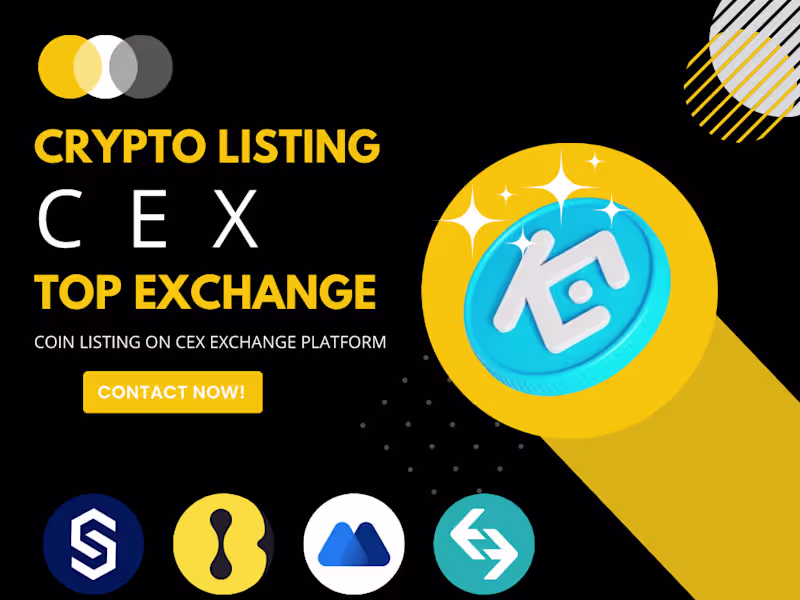 Cover image for coin listing on cex exchange, mexc, lbank, kucoin, coinstore