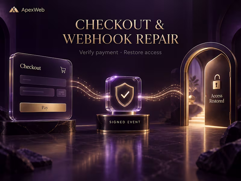 Cover image for Stripe Checkout & Webhook Access Repair