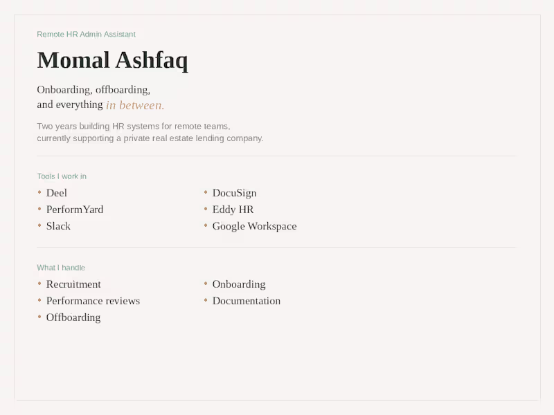 Cover image for Remote HR Admin Assistant (Monthly Retainer) 