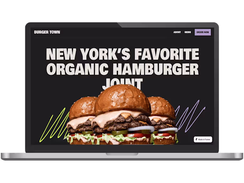 Cover image for Burger Town - A Juicy Digital Experience Built on Framer