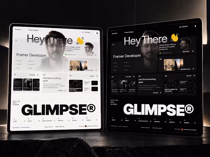 Cover image for Glimpse — Framer Portfolio System