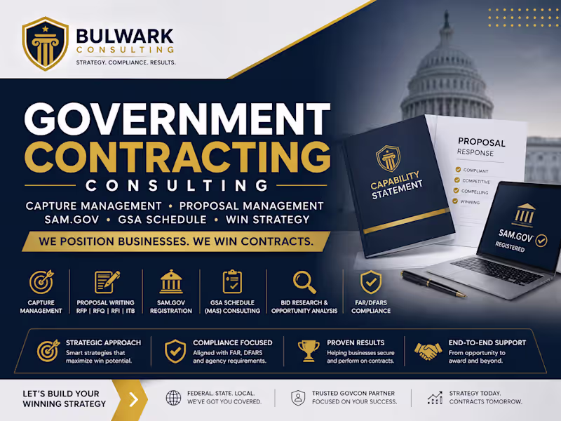 Cover image for GovCon Consulting | SAM.gov | GSA | Proposals | Capture Manager