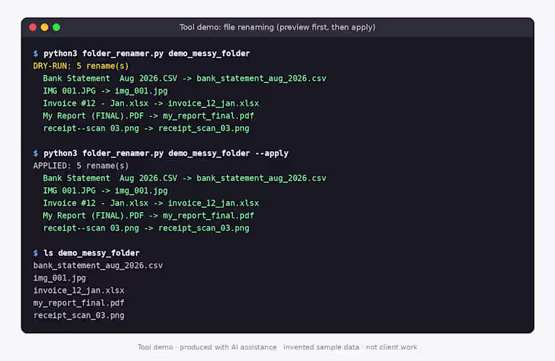 Cover image for Sample work: File-renaming demo