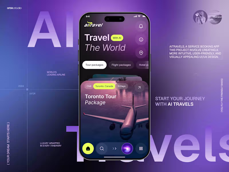 Cover image for AI Travel - Mobile App Design | Flight & Tour Booking Flow