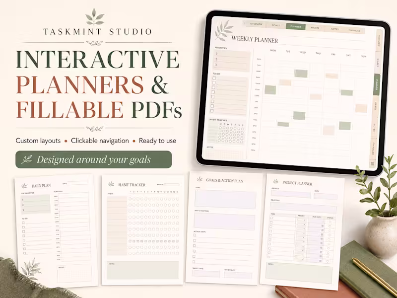 Cover image for Custom Interactive Planner or Fillable PDF Design