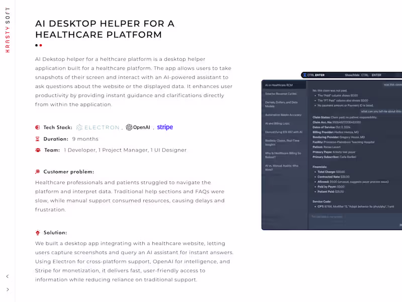 Cover image for AI Desktop Helper for a Healthcare Platform