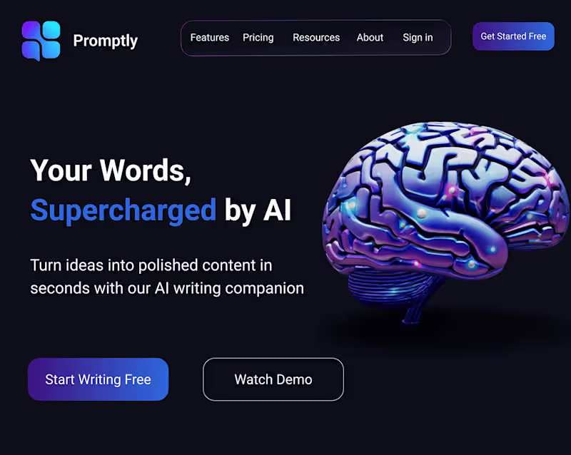 Cover image for Promptly-AI-Powered Creative Writing Landing Page