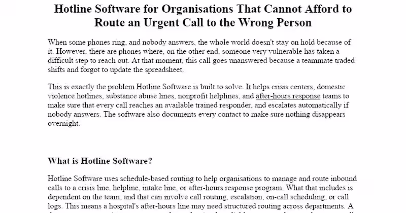 Cover image for Hotline Software Development for Crisis Response