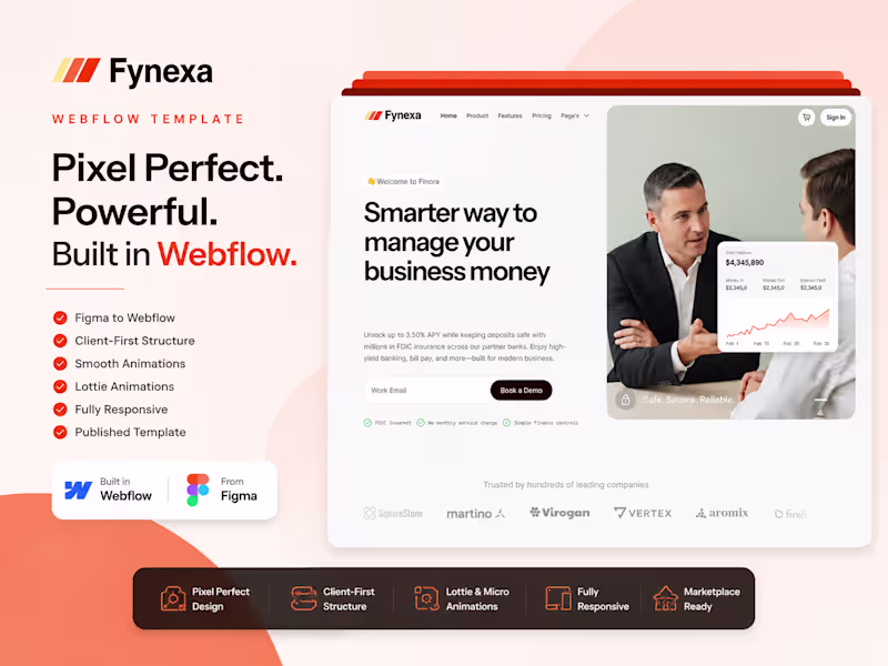 Cover image for Fynexa — Premium SaaS Webflow Template Development