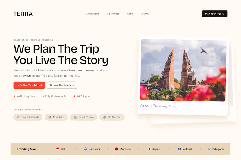 Cover image for TERRA Travel Agency Landing Page Design