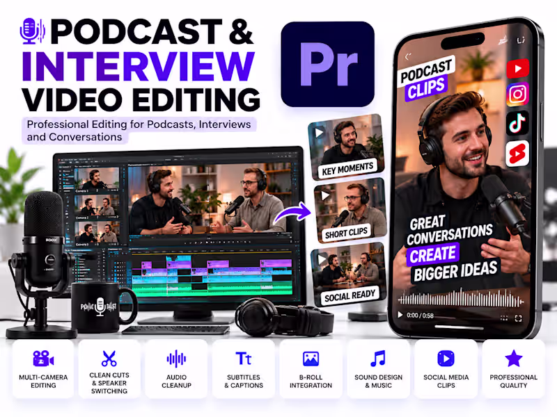 Cover image for Podcast & Interview Video Editing in Premiere Pro
