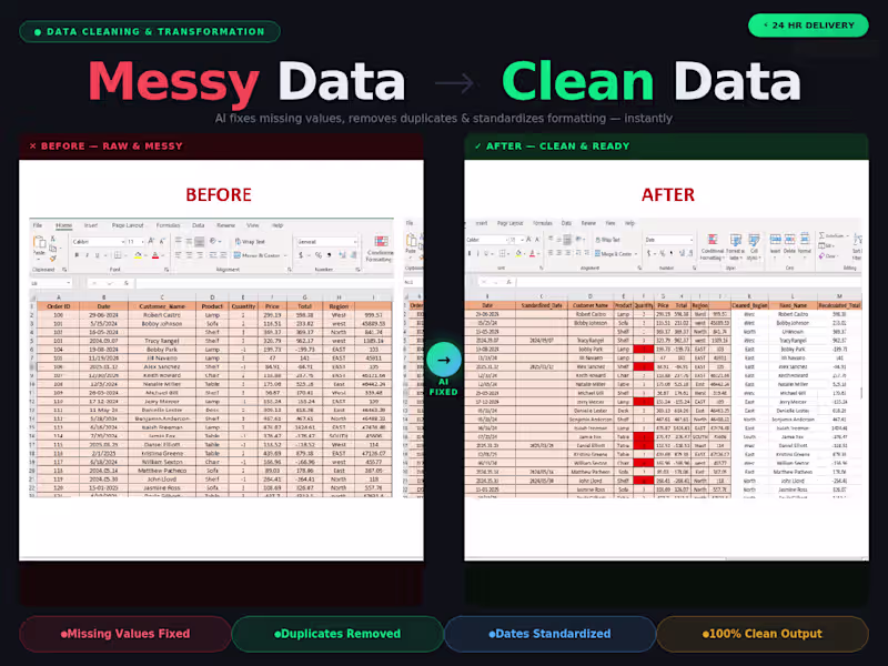 Cover image for I specialize in data cleaning and preprocessing, ensuring yo...
