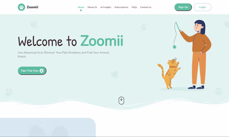 Cover image for Zoomii. a fun project for my client that identified pet emot...