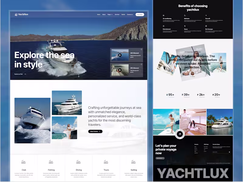 Cover image for YachtLux – Luxury Yacht Charter Website Design - YachtLux