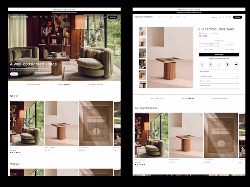 Cover image for House of Interior E-commerce Web Design (UI/UX)