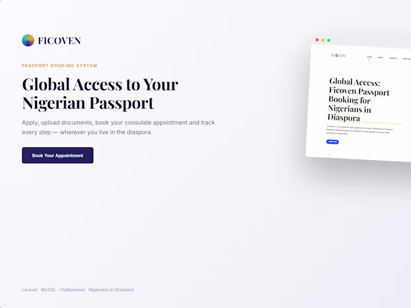 Cover image for Ficoven Passport Booking System