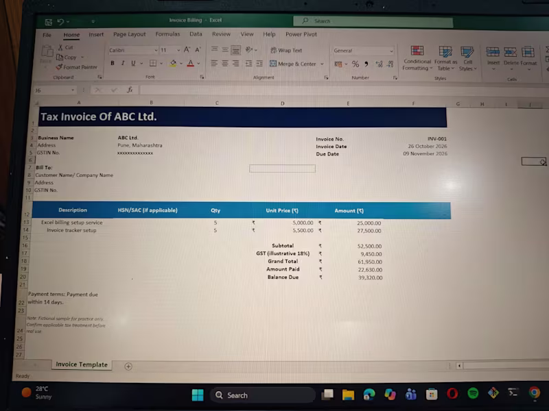 Cover image for Excel Invoice & Billing Management