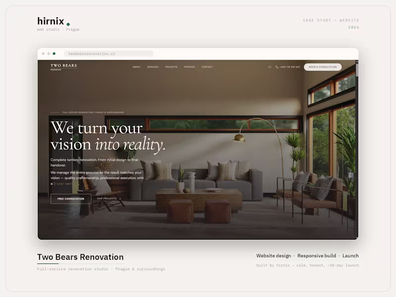 Cover image for Two Bears Renovation — website