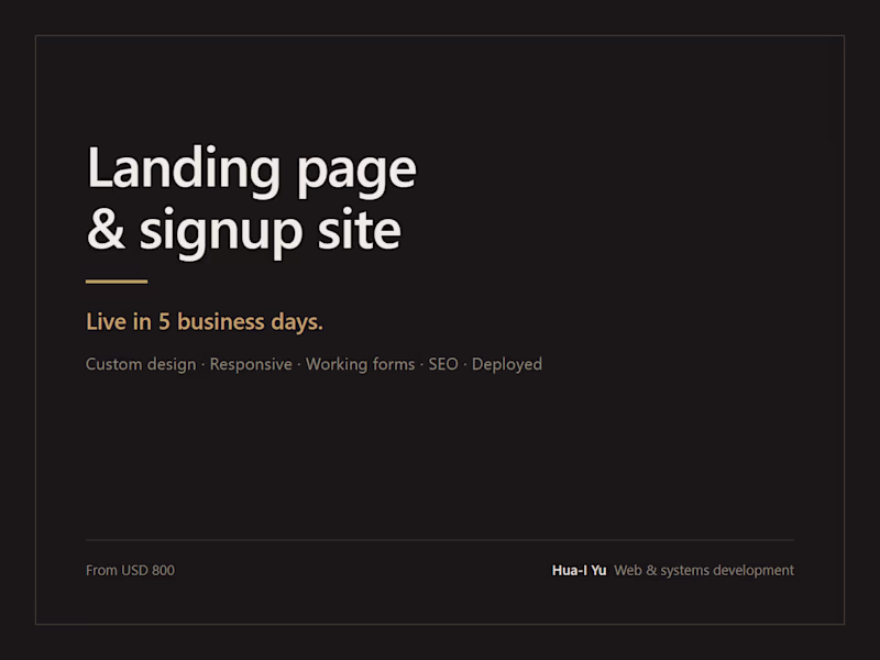Cover image for Landing page or event signup site