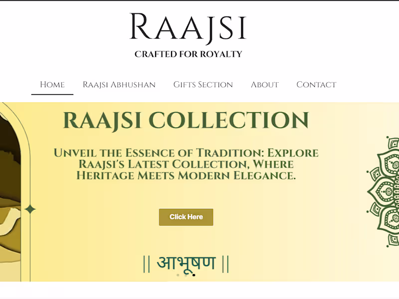 Cover image for Raajsi Jaipur – Custom WordPress Website for Handcrafted Jewelry