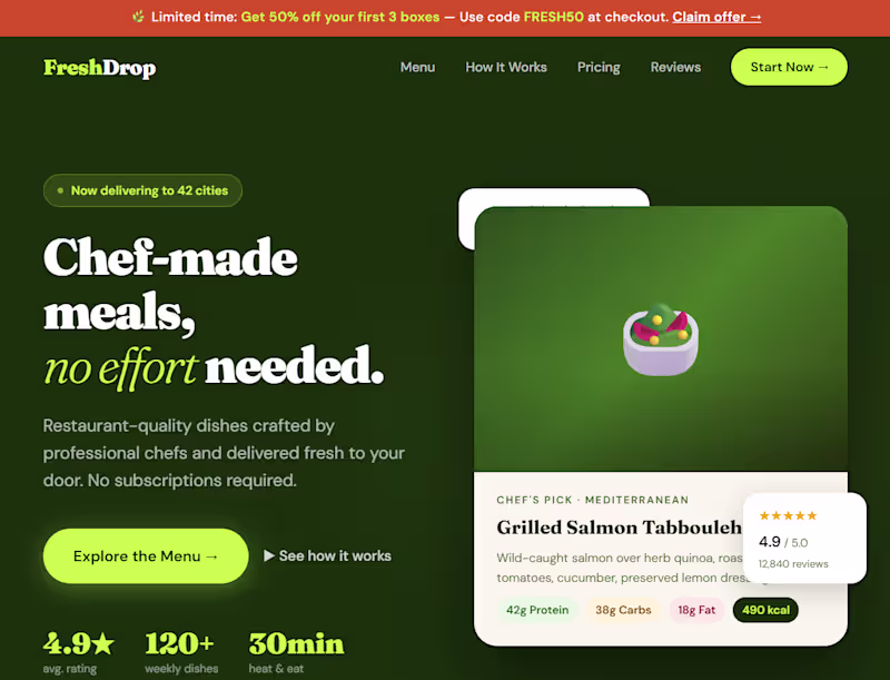 Cover image for FreshDrop | Website of Restaurant