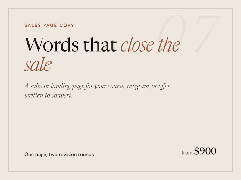Cover image for Sales Page Copy for Your Course, Program, or Offer