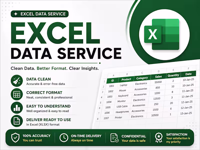 Cover image for Excel Data Cleaning & Formatting