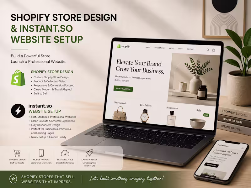 Cover image for Full Shopify Store Design and Redesign - Instant.so Setup