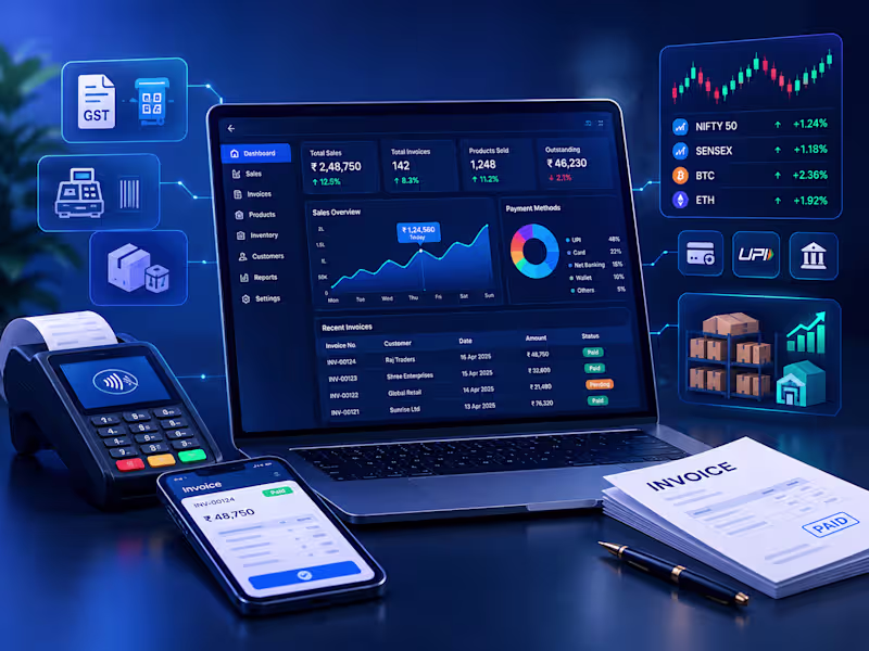 Cover image for GST Billing, POS Invoicing, or FinTech Orderbook Trading Web App
