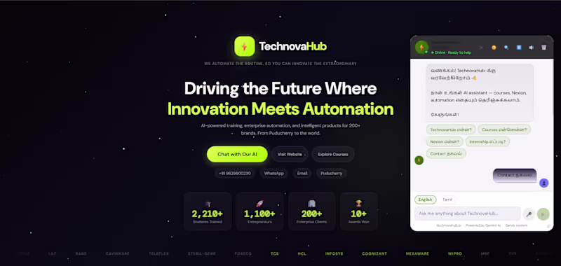 Cover image for TechnovaHub chatbot is a branded
