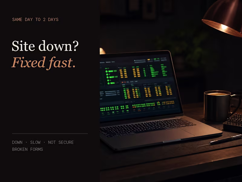 Cover image for Site Rescue: Down, Slow, or "Not Secure" Fixed Fast