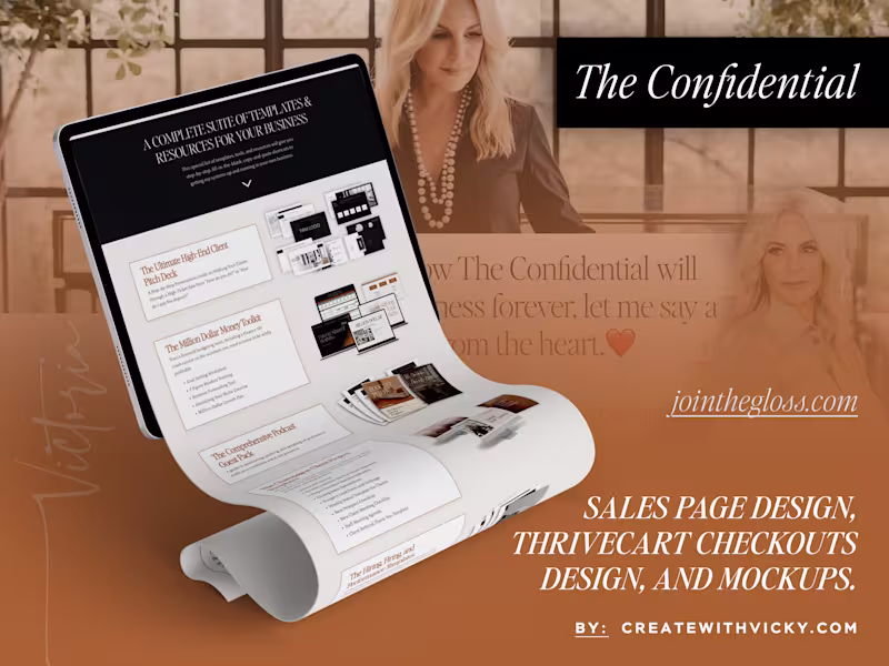 Cover image for Kajabi Sales Page Design, Thrivecart Checkouts, and Mockups