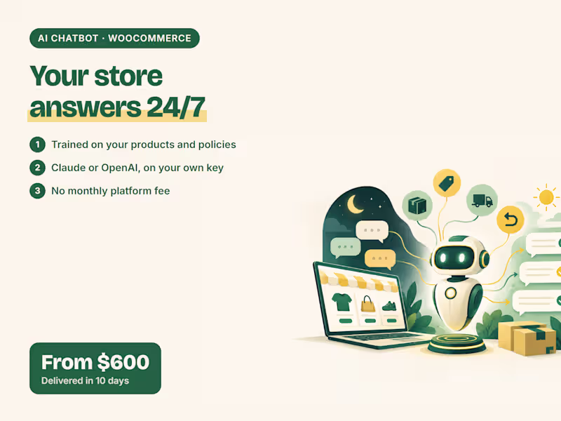 Cover image for AI Chatbot for Your WooCommerce Store, Trained on Your Data