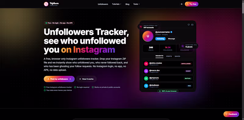 Cover image for UnfollowersTrackers — Privacy-Focused Social Media